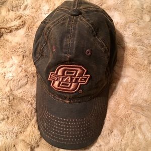Oklahoma State University Black Distressed Cap